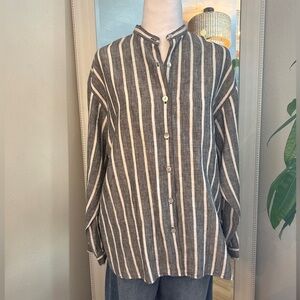 Rafaella Black and White Linen button up blouse